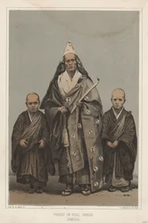 Priester in vol ornaat, Simoda, 1855